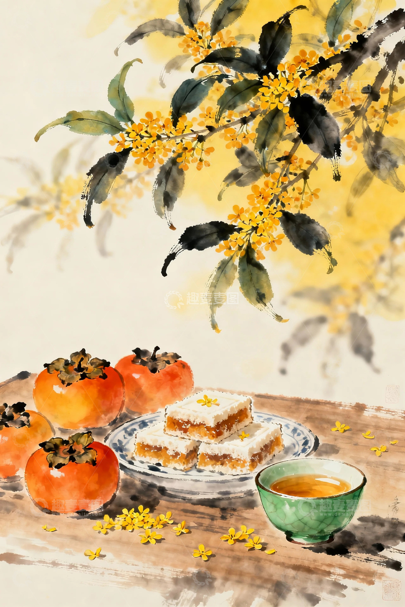 高清大图下载【趣麦麦图】古风柿子糕点桂花5