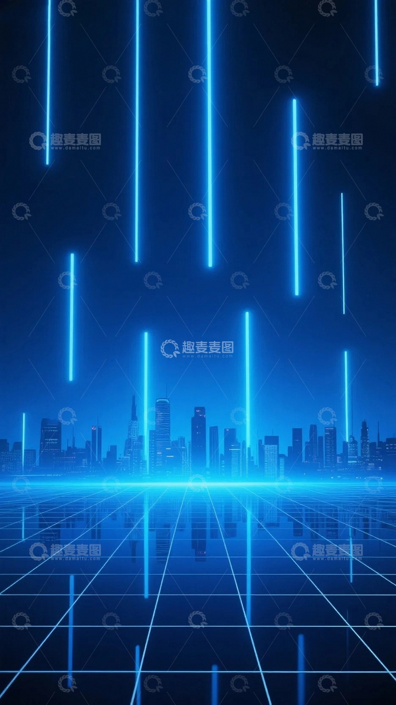 高清大图下载【趣麦麦图】科技光线城市背景7