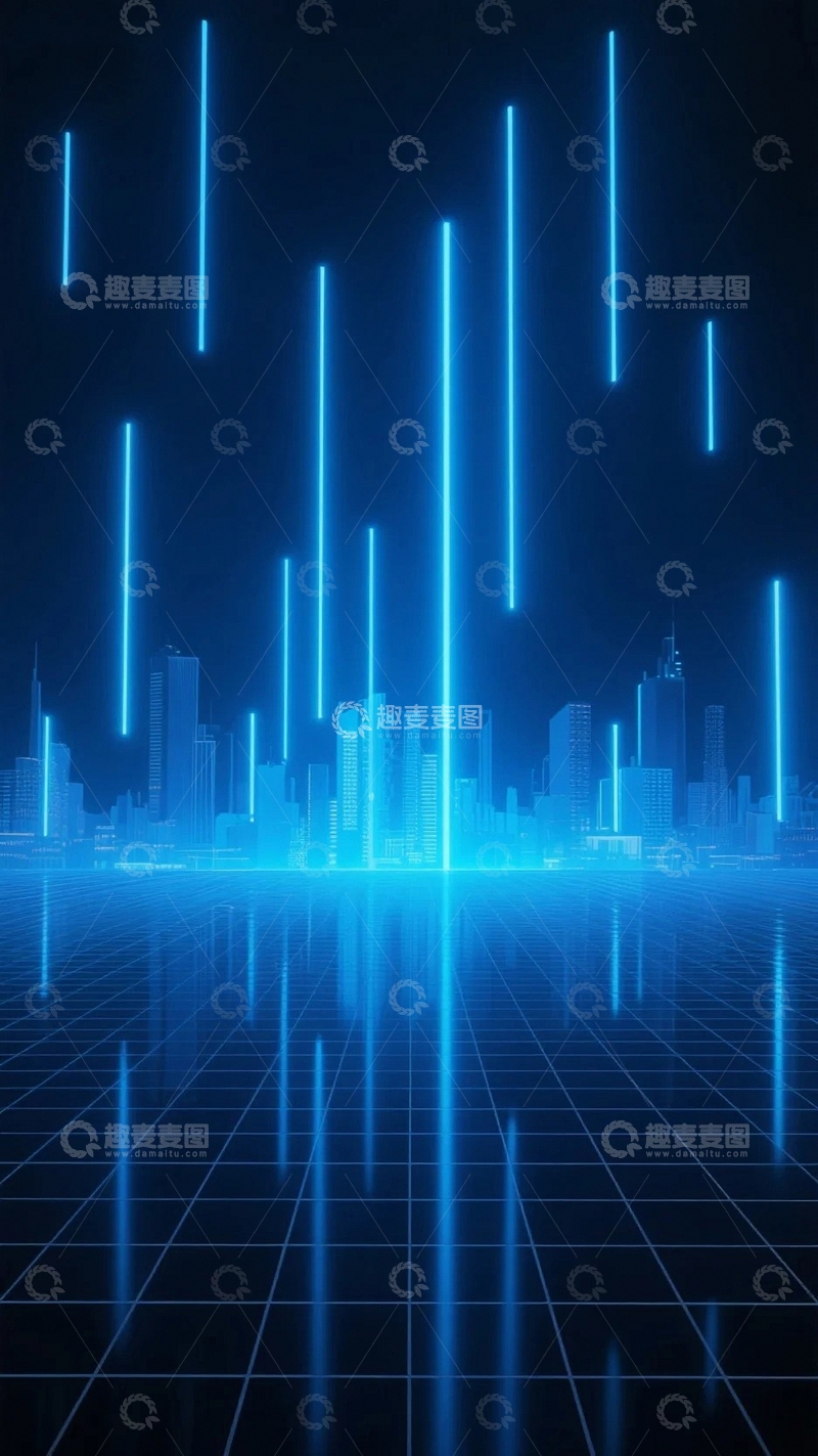 高清大图下载【趣麦麦图】科技光线城市背景2