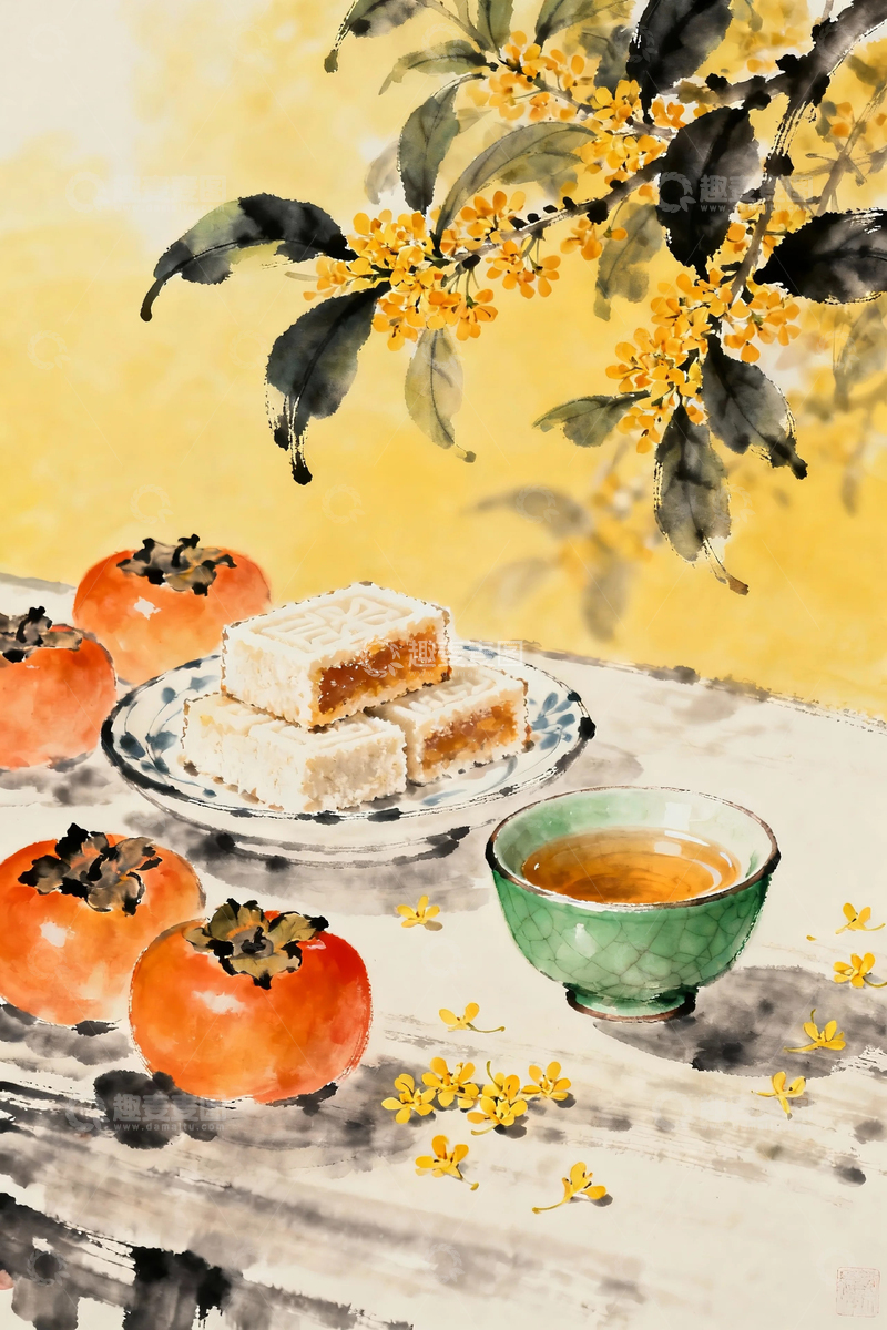 高清大图下载【趣麦麦图】古风柿子糕点桂花7