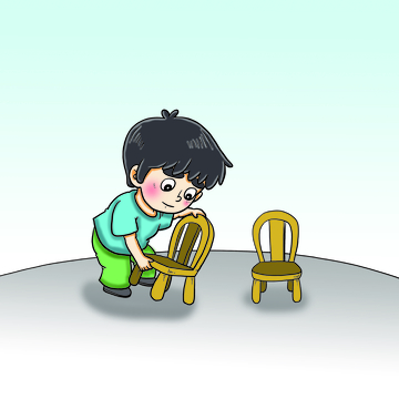 小孩子搬凳子插画