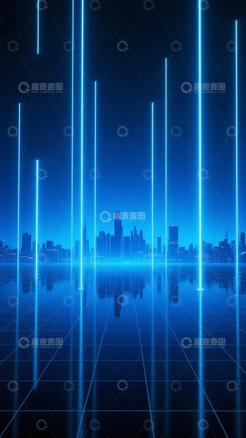 高清大图下载【趣麦麦图】科技光线城市背景1