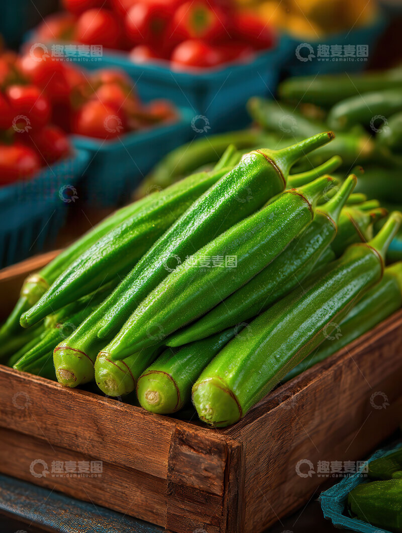 高清大图下载【趣麦麦图】秋葵  翠角  爽利  
