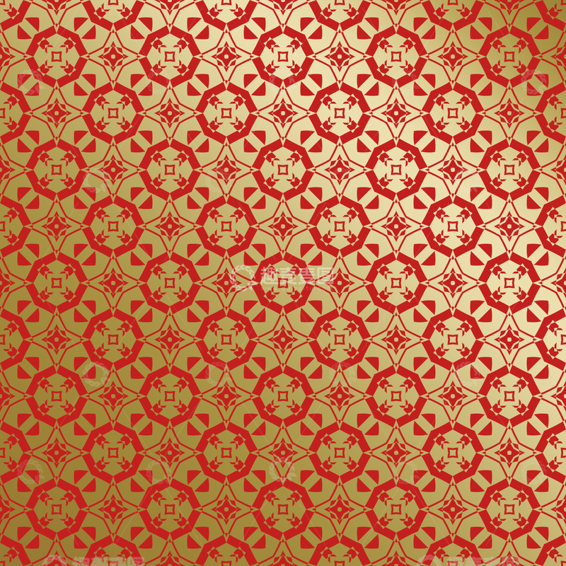 源文件下载【趣麦麦图】红金几何中式花纹83