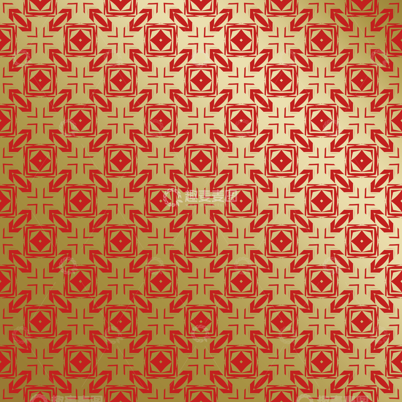 源文件下载【趣麦麦图】红金几何中式花纹46