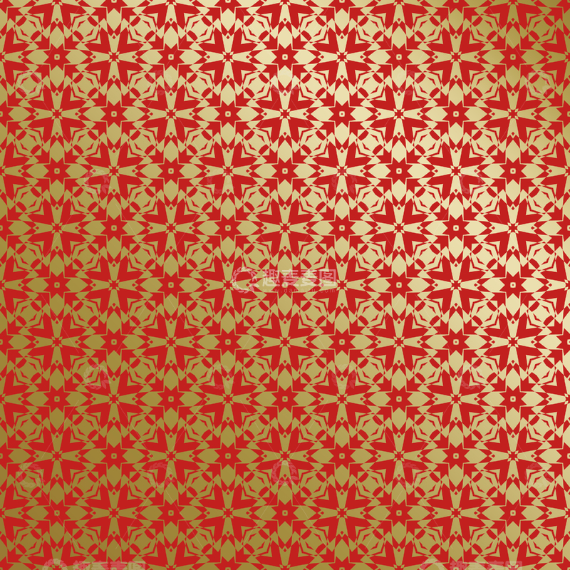 源文件下载【趣麦麦图】红金几何中式花纹112