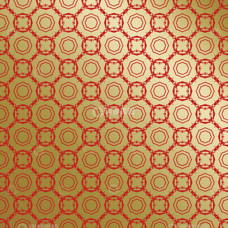 源文件下载【趣麦麦图】红金几何中式花纹118