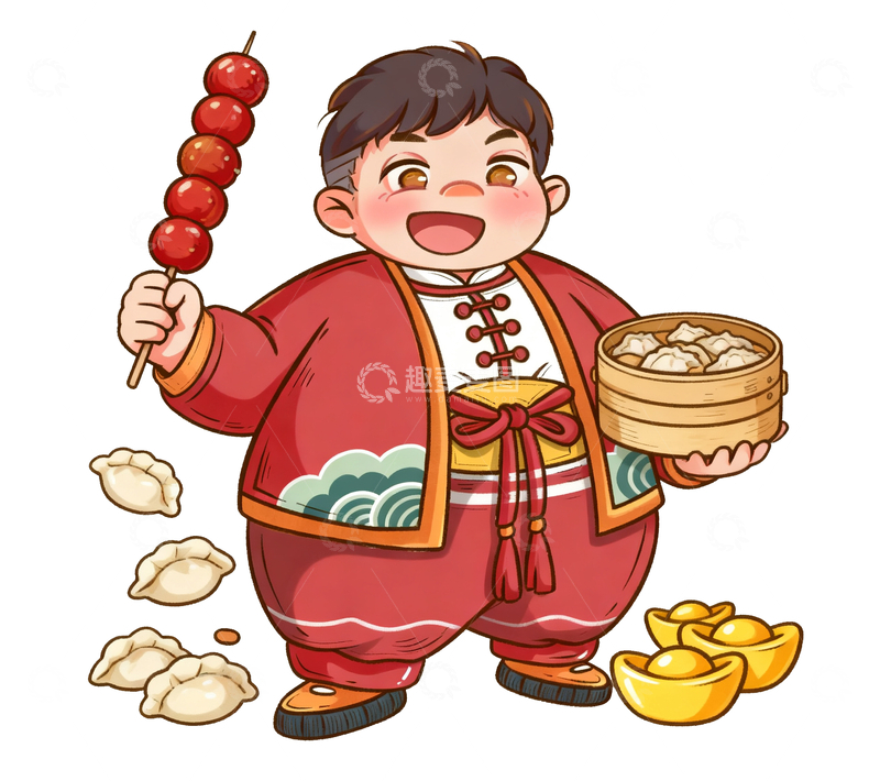 源文件下载【趣麦麦图】卡通新年美食插画
