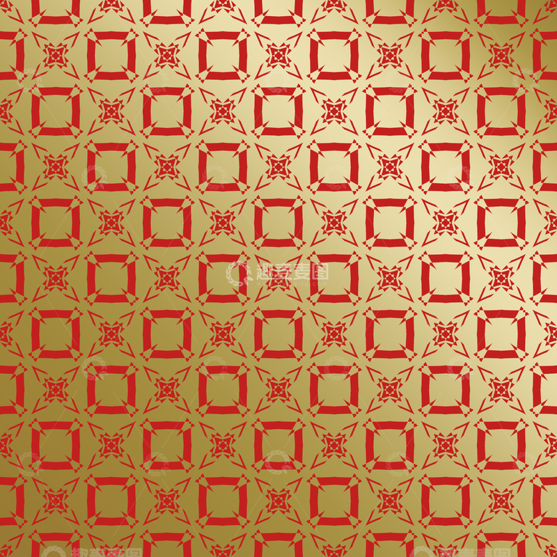 源文件下载【趣麦麦图】红金几何中式花纹87