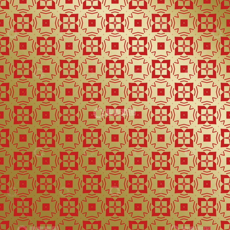 源文件下载【趣麦麦图】红金几何中式花纹76