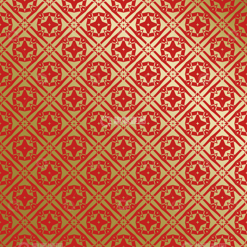 源文件下载【趣麦麦图】红金几何中式花纹34