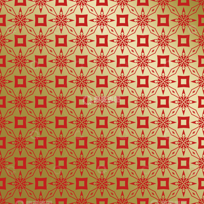 源文件下载【趣麦麦图】红金几何中式花纹33
