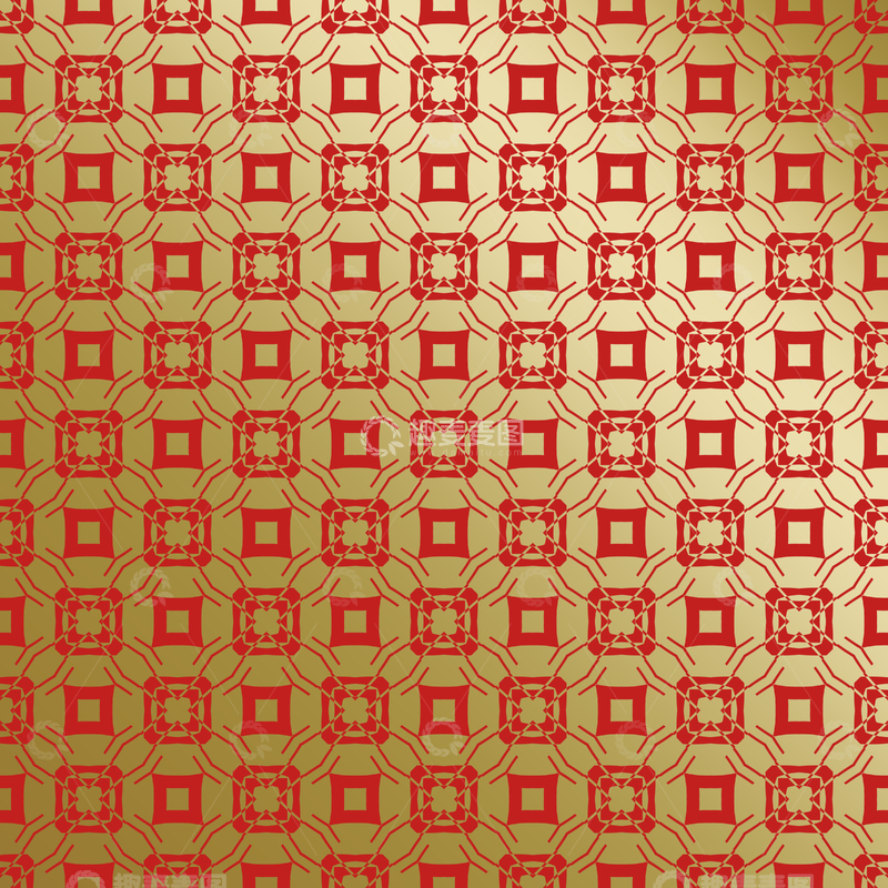 源文件下载【趣麦麦图】红金几何中式花纹101