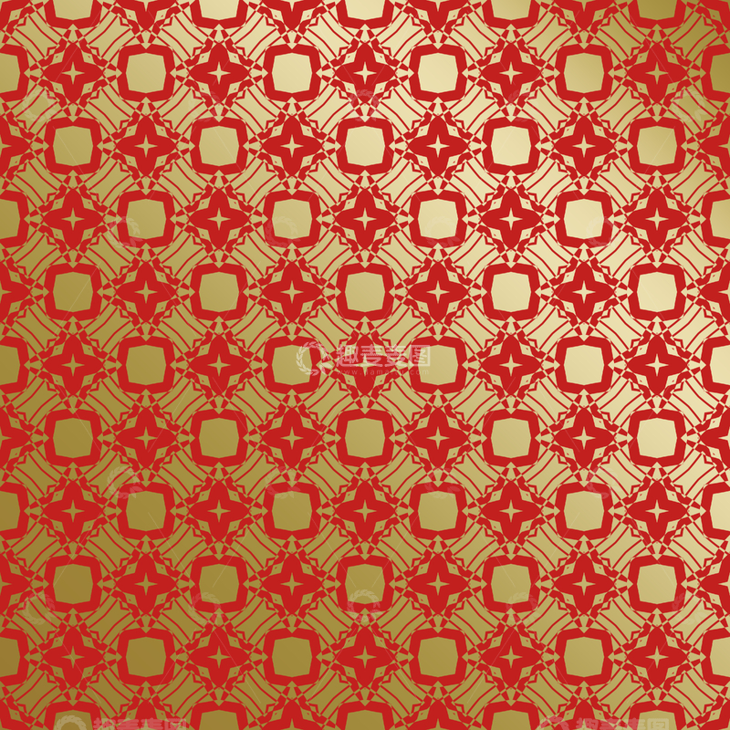 源文件下载【趣麦麦图】红金几何中式花纹39
