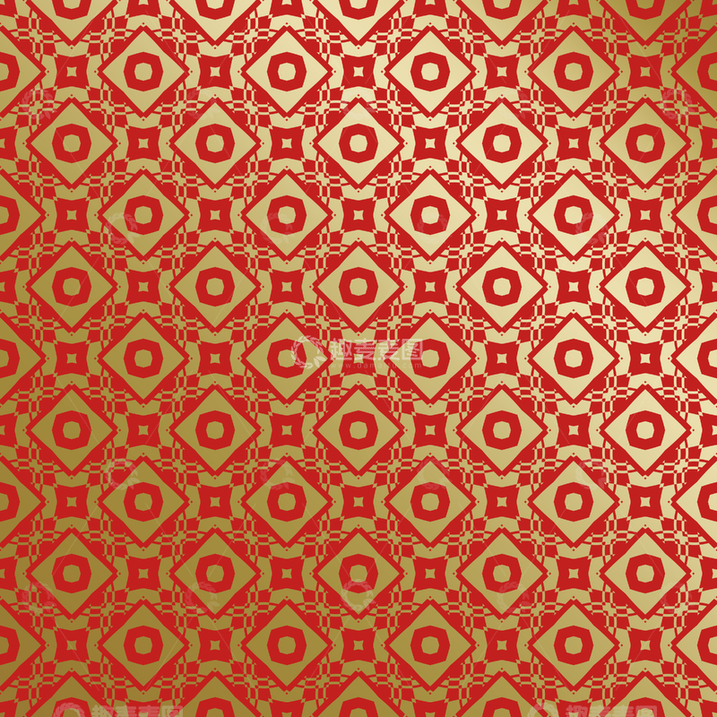 源文件下载【趣麦麦图】红金几何中式花纹111