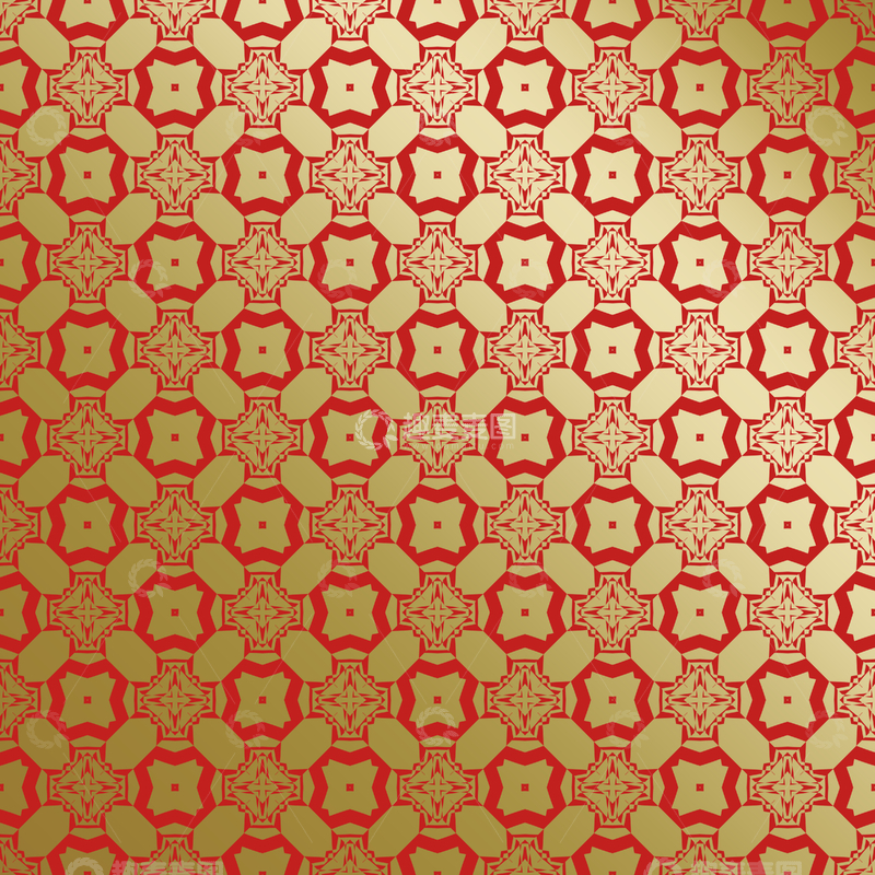 源文件下载【趣麦麦图】红金几何中式花纹94