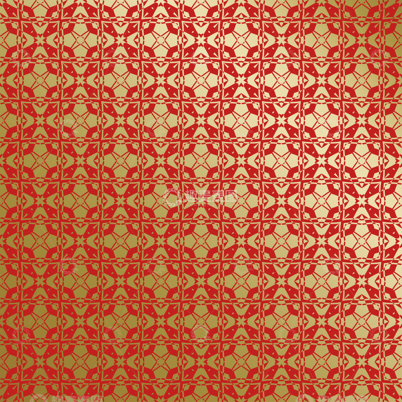 源文件下载【趣麦麦图】红金几何中式花纹68