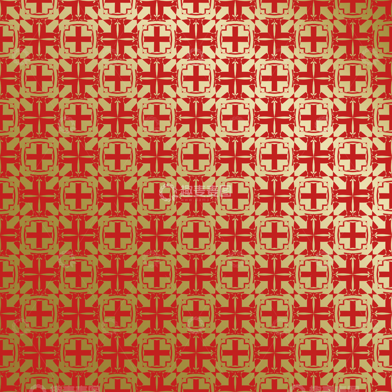 源文件下载【趣麦麦图】红金几何中式花纹110