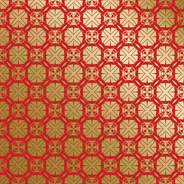 红金几何中式花纹70