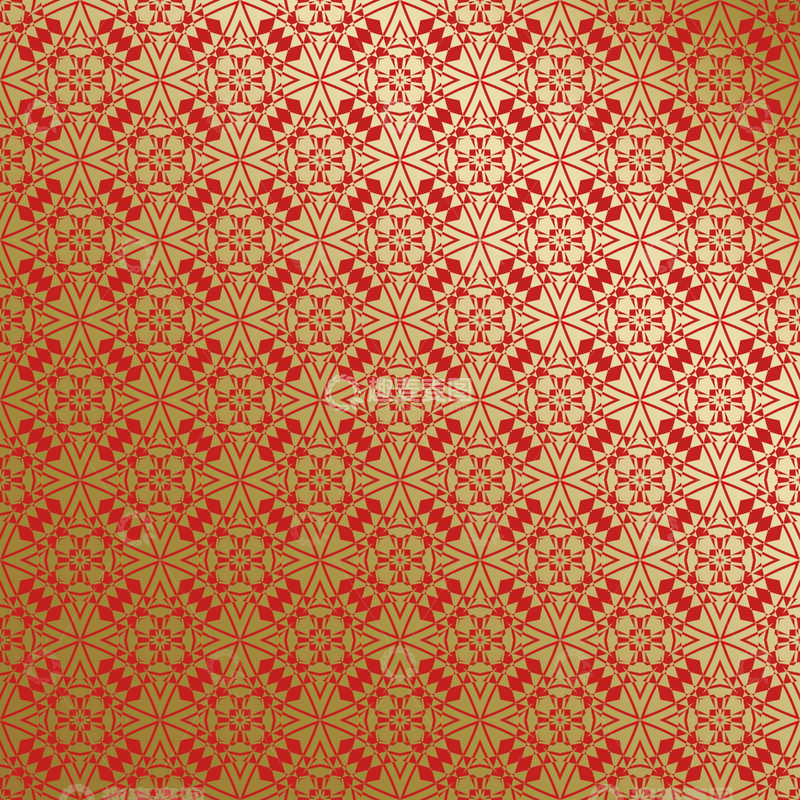 源文件下载【趣麦麦图】红金几何中式花纹65