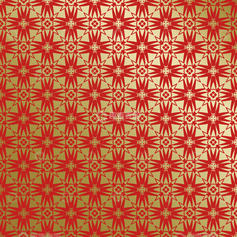 源文件下载【趣麦麦图】红金几何中式花纹48