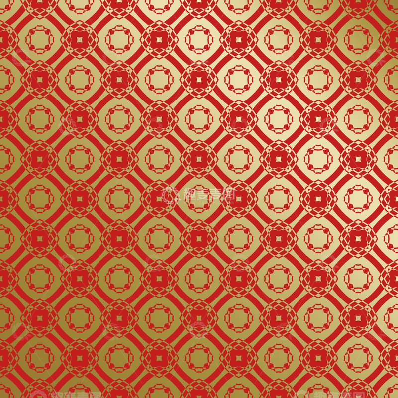 源文件下载【趣麦麦图】红金几何中式花纹38
