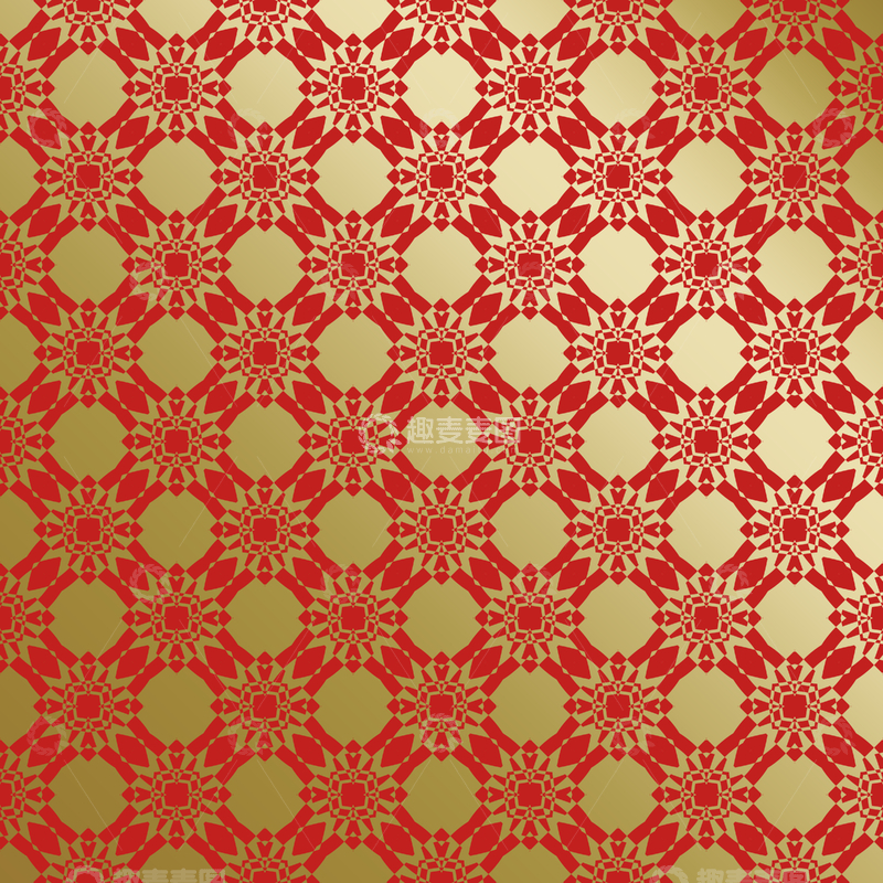 源文件下载【趣麦麦图】红金几何中式花纹69