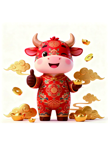 喜庆牛年卡通形象插画