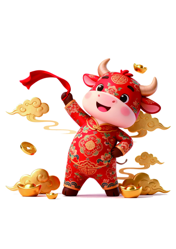 喜庆牛年新年卡通形象设计素材