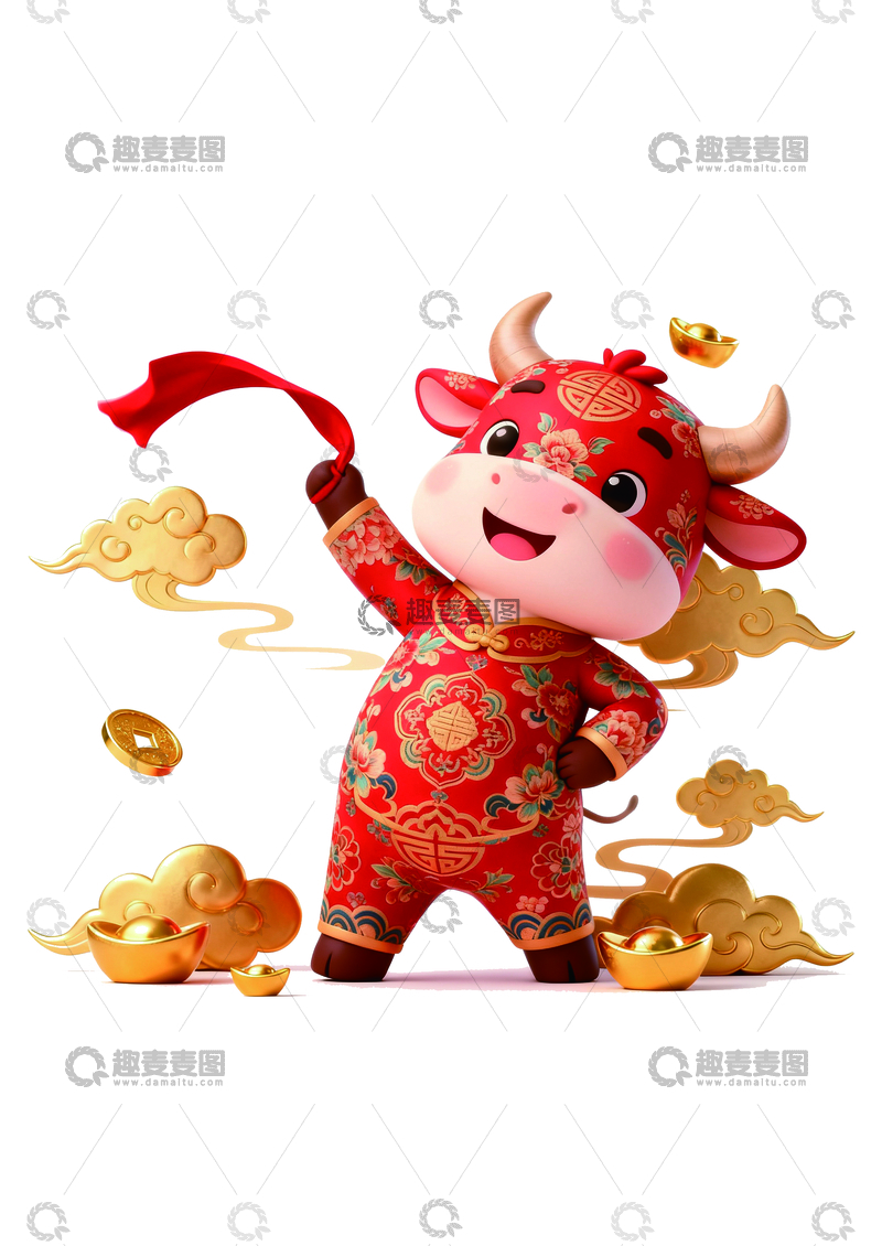 源文件下载【趣麦麦图】喜庆牛年新年卡通形象设计素材