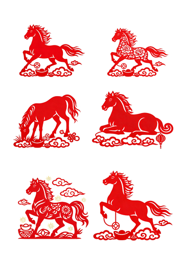 中国传统红色剪纸马