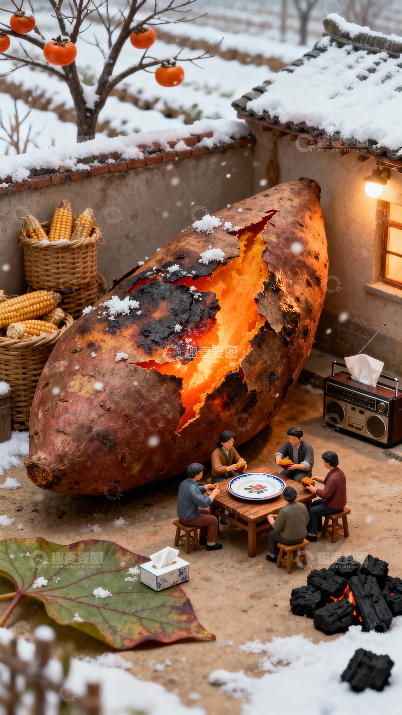 高清大图下载【趣麦麦图】冬季温馨人物卡通背景