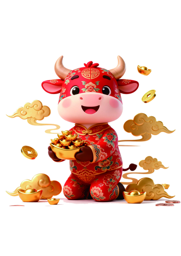 喜庆牛年吉祥卡通插画