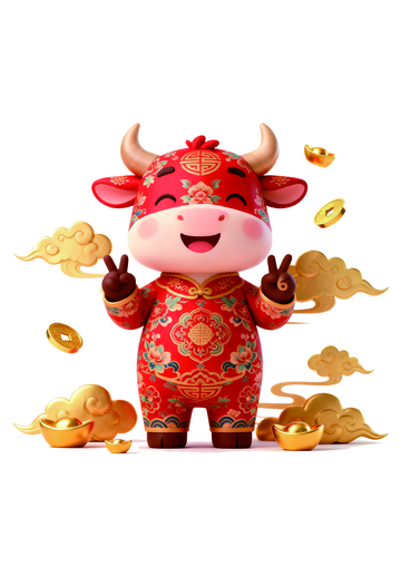 喜庆牛年金币祥云卡通形象