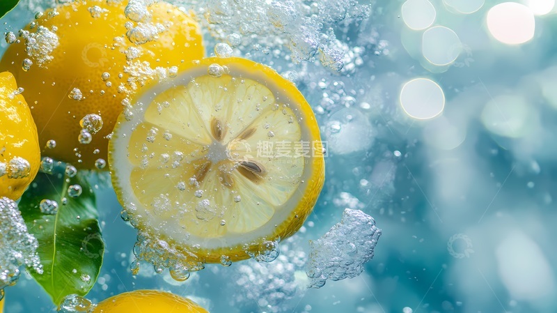 高清大图下载【趣麦麦图】清新柠檬水气泡摄影场景