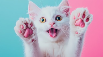 萌猫彩背景趣味摄影