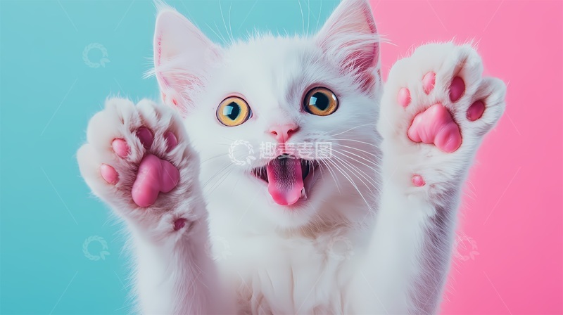 高清大图下载【趣麦麦图】萌猫彩背景趣味摄影