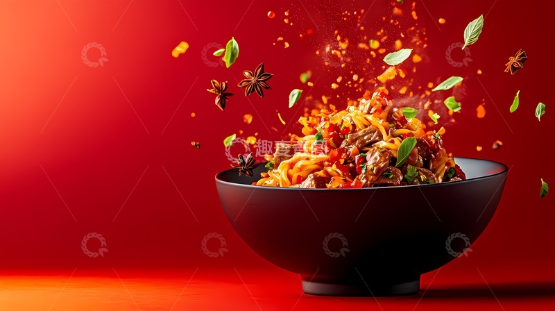 高清大图下载【趣麦麦图】美食动感面条创意摄影设计素材