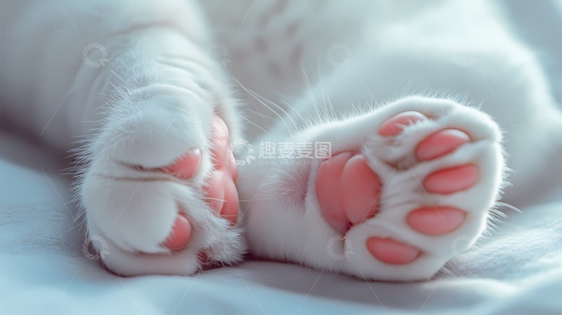 高清大图下载【趣麦麦图】白猫粉爪特写