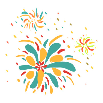 彩烟花瓣节日庆祝插画