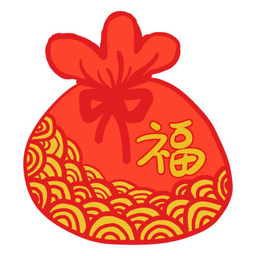 喜庆福字福袋插画素材