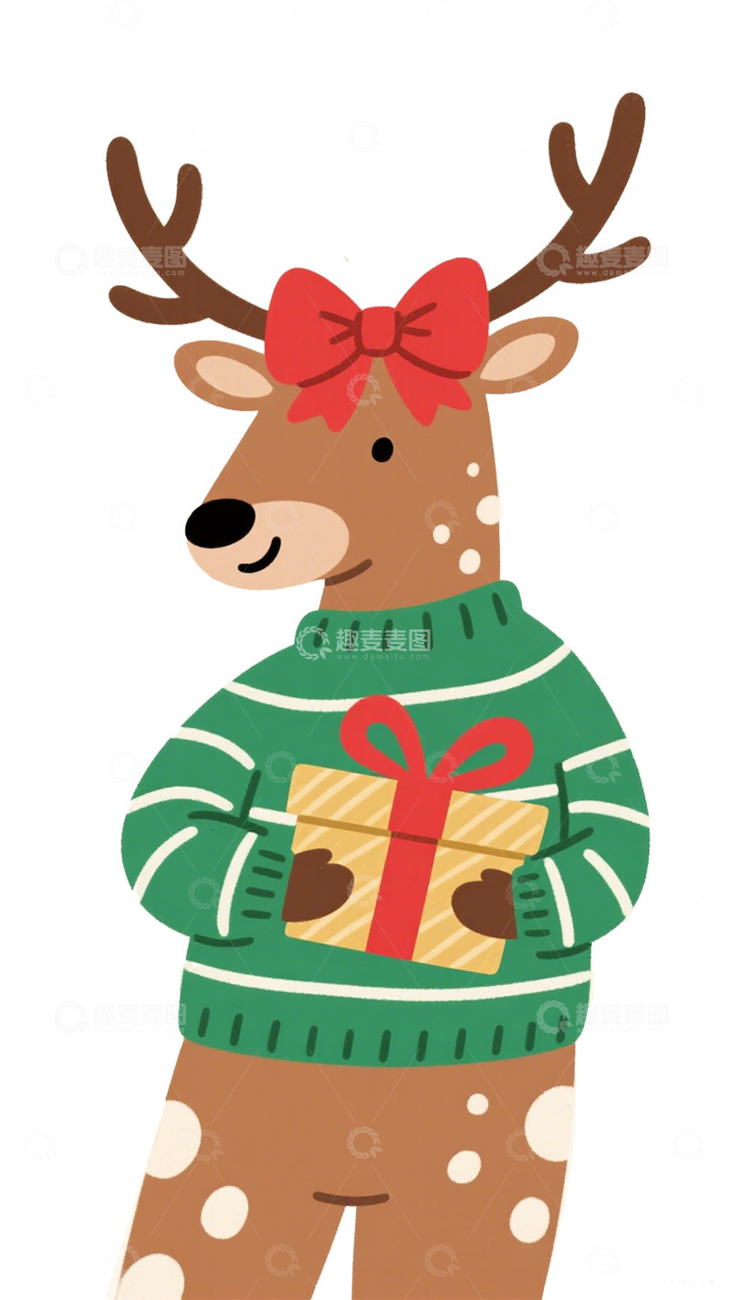 高清大图下载【趣麦麦图】-圣诞节派对鹿