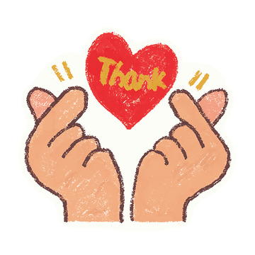 卡通感恩手势插画