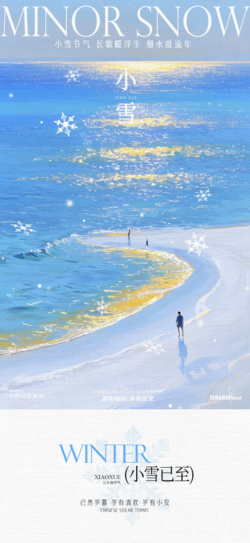 冬日小雪节气海边雪景海报设计
