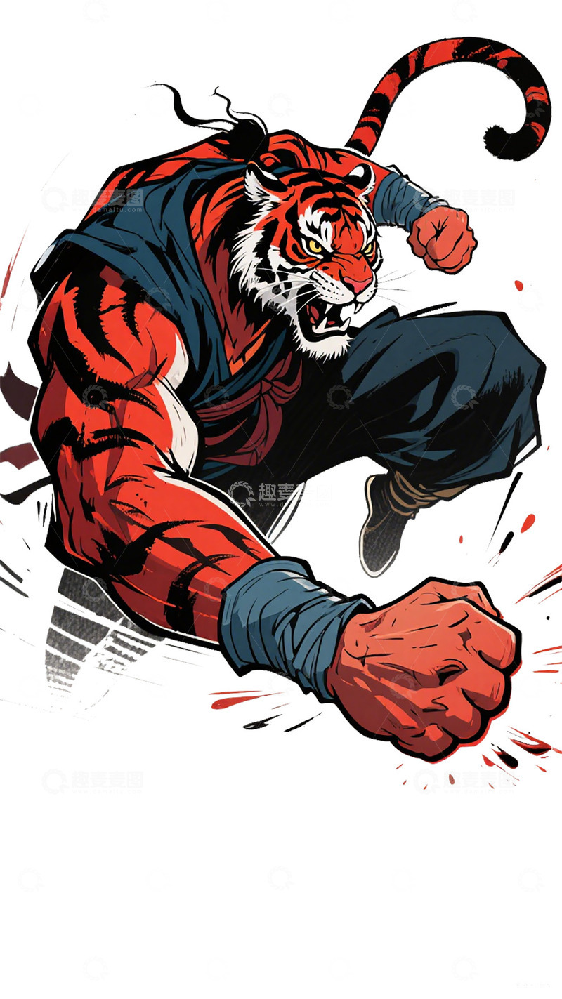 高清大图下载【趣麦麦图】-合成拟人老虎