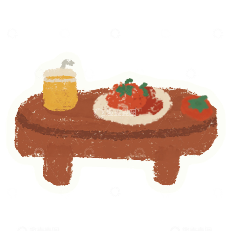 高清大图下载【趣麦麦图】感恩节手绘木桌美食插画
