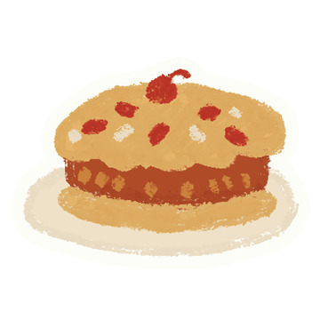 感恩节水彩风格樱桃派插画