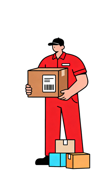 卡通插画送货员