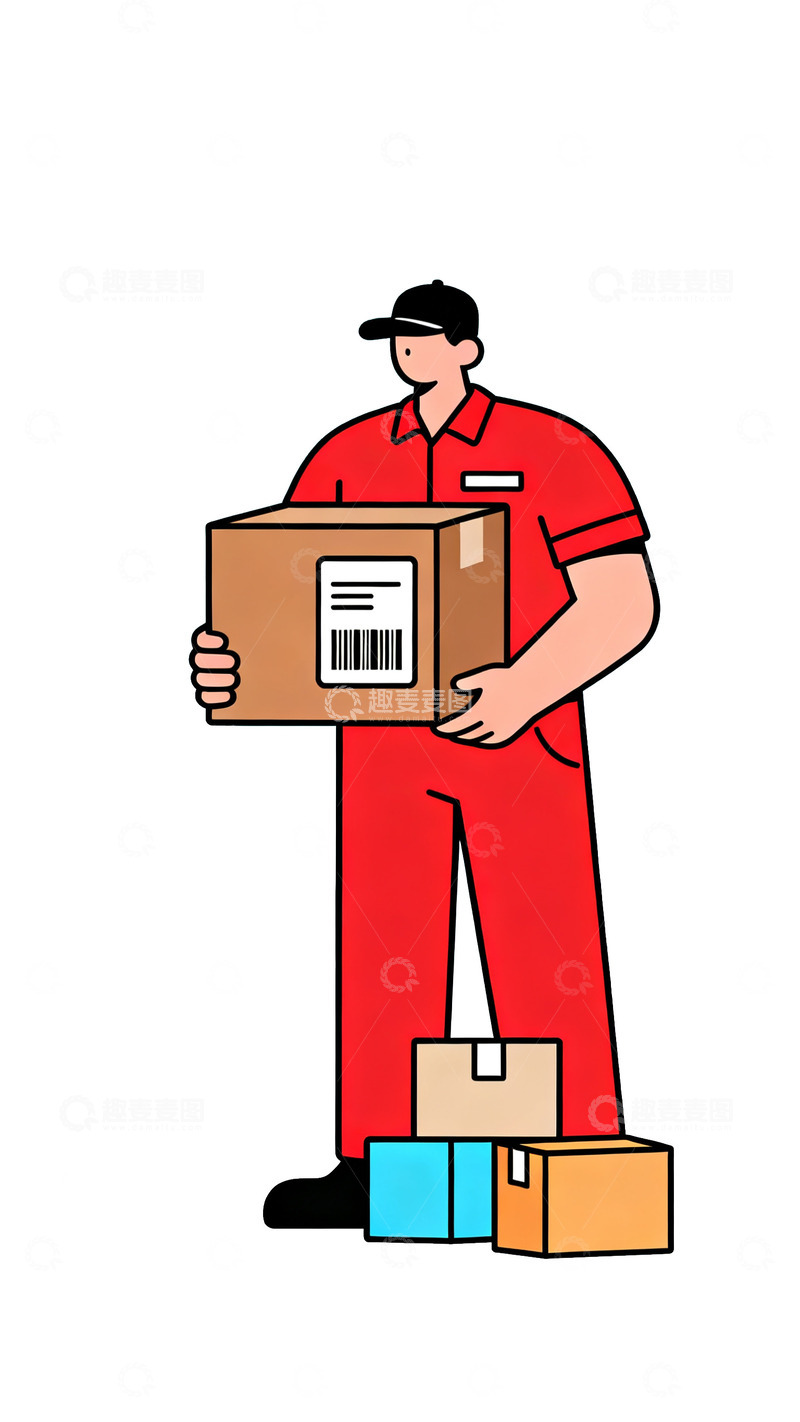 高清大图下载【趣麦麦图】卡通插画送货员
