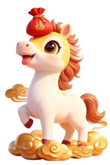 卡通马福运祥云插画